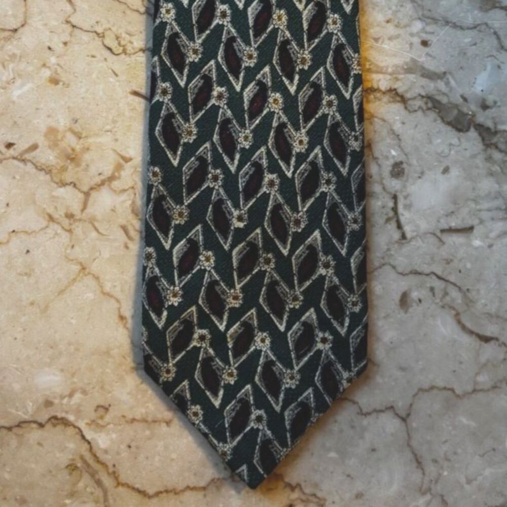 Vintage Mens Tie Robert Talbott for Nordstrom Green Maroon Diamond Shapes